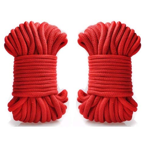 Book Cover Soft Cotton Rope-32 feet 10m Multi-Function Natural Durable Long Rope (Red Red)