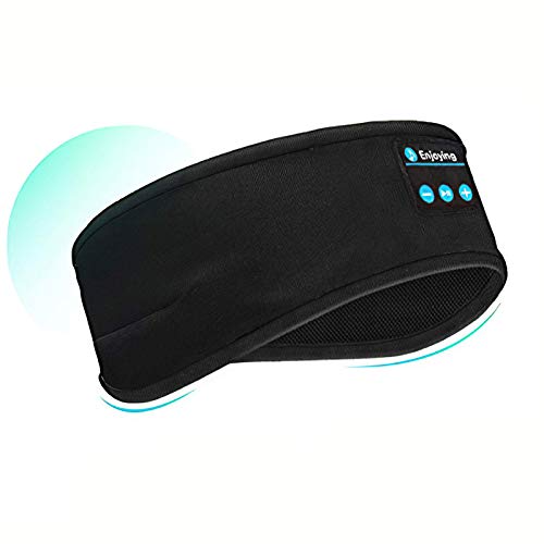 Bluetooth Sleep Headphones Eye Mask, Wireless Sports Headband Headphones with Detachable Stereo Thin Speaker for Sleeping, Sports, Meditation & Relax, Sports Headband (Black)