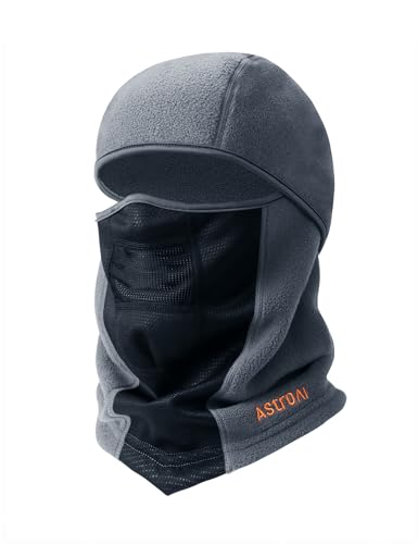 AstroAI Ski Mask Winter Balaclava Windproof Breathable Face Mask for Cold Weather (Superfine Polar Fleece, Gray)