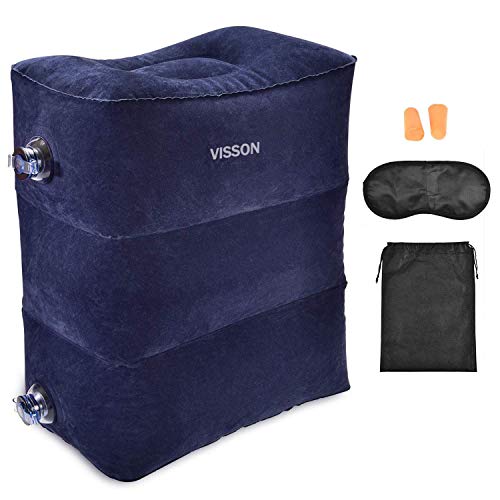 Airplane Footrest - Inflatable Travel Pillow - Height Adjustable Leg Rest Cushion for Camping, Long Flight, Car, Train, Office & Home - Portable Travel Accessories Airplane Bed for Toddlers and Kids