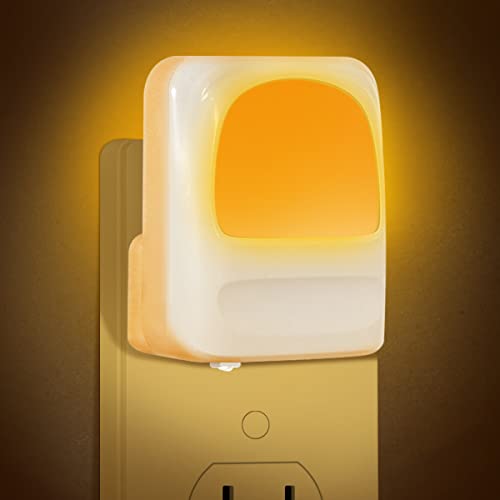 Dimmable Amber Night Light Plug into Wall 2 Pack 2200K Dusk to Dawn Sensor Warm Color 5-50lm for Baby, Kids, Adults, Bedroom, Hallway, Kitchen, Bathroom, Stairs