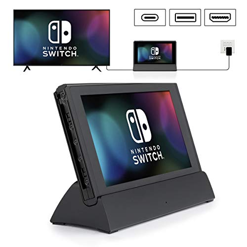 Replacement for Nintendo Switch Dock, VOGEK TV Dock Station Portable Charging Docking Playstand for Nintendo Switch Charge and Play with Type C to HDMI TV Adapter, USB 3.0 2.0