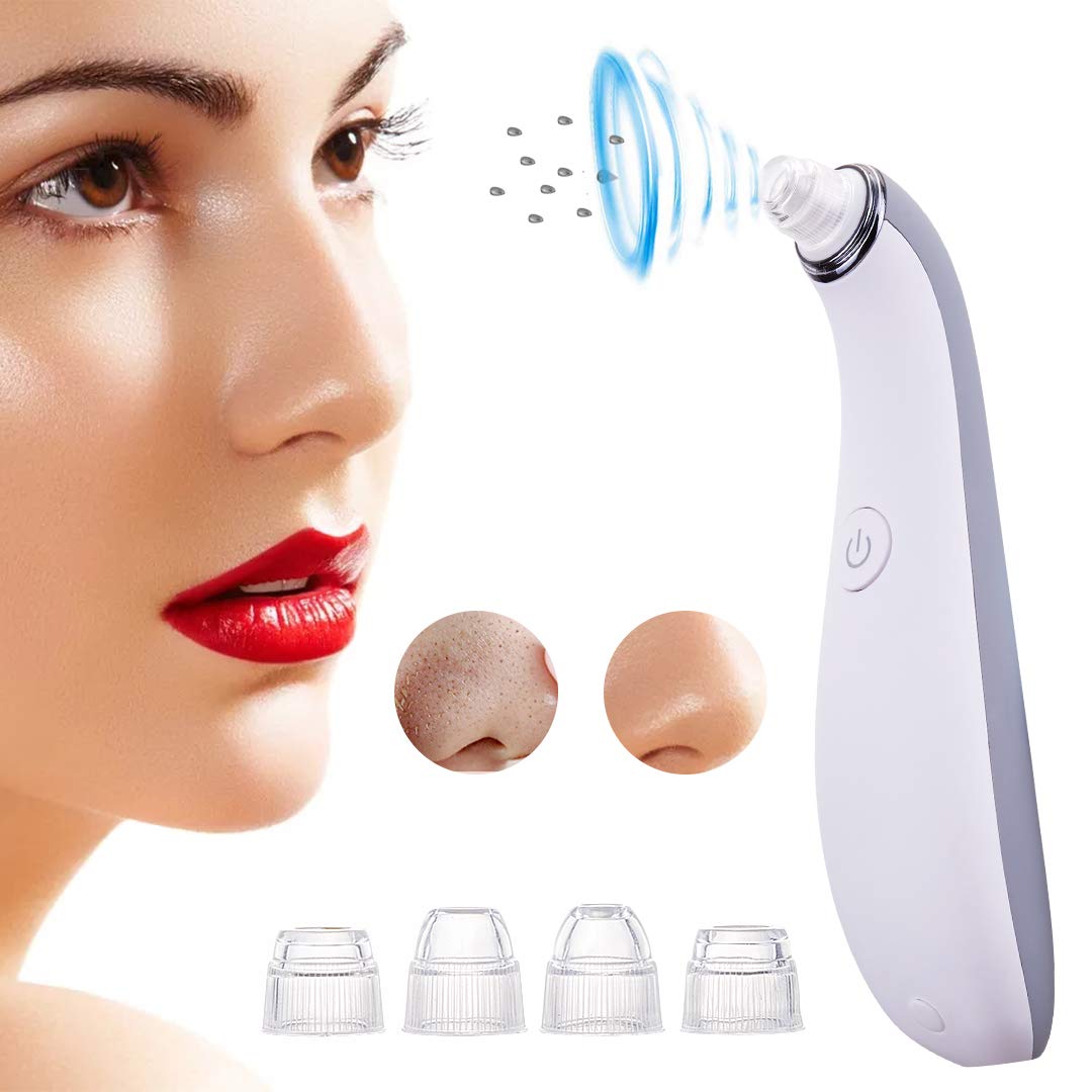 Blackhead Remover Pore Vacuum Cleaner - Blackhead Vacuum Comedone Extractor Tool Device Comedo Suction Kit Electric Face Nose Blackhead Whitehead Remover with 4 Replaceable Suction Head