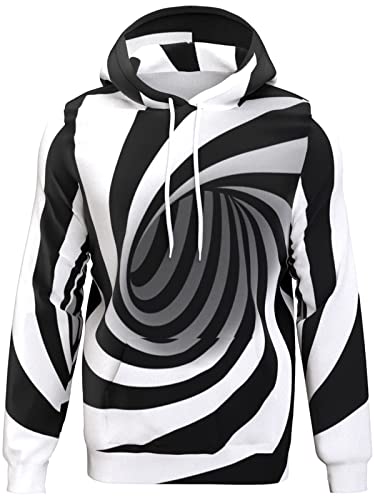 Goodstoworld Mens 3D Black White Hoodie Womens Ugly Printing Long Sleeve Cool Hoodie Teen Boys Girls Hoody Holiday Pullover Sweatshirt Jumper Jacket Couple Lovers Coat Tops