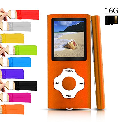 Tomameri - Portable MP3 / MP4 Player with Rhombic Button, Including a Micro SD Card and Support Up to 64GB, Compact Music, Video Player, Photo Viewer Supported, (Black-and-Orange)