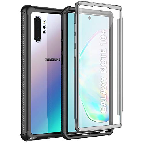 ANTSHARE Galaxy Note 10+ Pro Case, Full Body Protective 360° Scratch/Shock/Dirt-Proof Impact Resist Extreme Durable Ultra Thin Clear Case for Galaxy Note 10+ Clear Black（6.8inch）