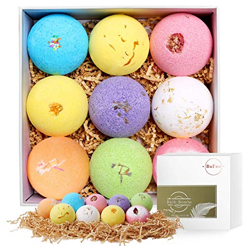 Bath Bombs Gift Set, BuFan Natural Luxurious Spa Gift Set With Relaxing Essential Oils Relaxation and Moisturizing, Perfect Valentines Birthday Christmas Gift for Women, Kids