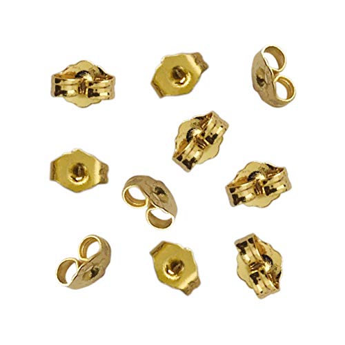 Book Cover 10pcs/5 Pairs 14K Yellow Gold Earring Backs Replacement Secure Ear Locking for Stud Earrings Ear Nut for Posts, 5x6mm