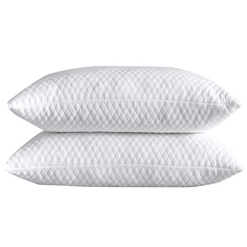 Book Cover NTCOCO 2 Pillows, Shredded Memory Foam Bed Pillows for Sleeping, with Washable Removable Bamboo Cooling Hypoallergenic Sleep Pillow for Back and Side Sleeper (White, King (2-Pack))