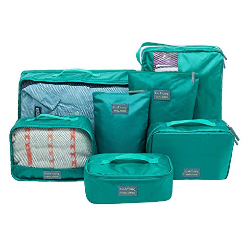 Elekin 7 Pcs Packing Cubes Set Travel Luggage Packing Organizers Set with Shoe Bag