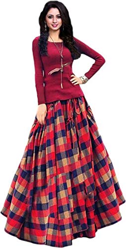 MARUTINANDAN NX Women's maroon color taffeta silk semi-stitched lehenga choli(free size)