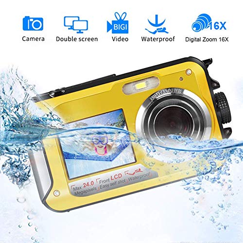 Waterproof Camera Underwater Camera for Snorkeling Full HD 1080P 24.0 MP Waterproof Point and Shoot Digital Camera Dual Screen Action Camera