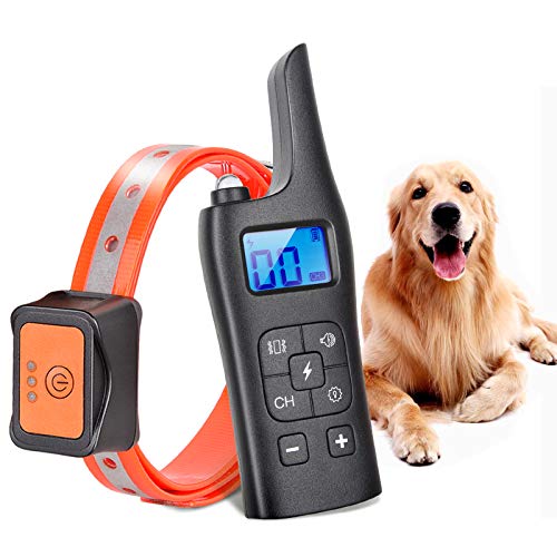 NUOSEM Dog Training Collar, Shock Collar for Dogs with Remote 2500ft Range, 3 Training Modes,Beep,Vibration and Shock, Waterproof IPX7 and Rechargeable Dog Bark Collar for Small Medium Large Dogs