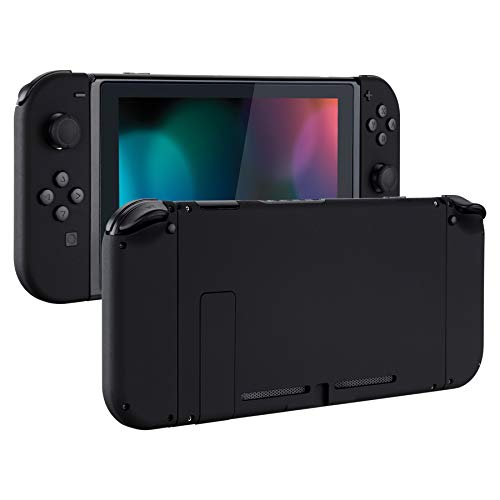 eXtremeRate Soft Touch Grip Back Plate for Nintendo Switch Console, NS Joycon Handheld Controller Housing with Full Set Buttons, DIY Replacement Shell for Nintendo Switch - Black