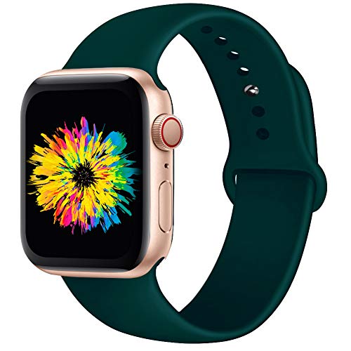 EXCHAR Sport Band Compatible with Apple Watch Band 40mm 38mm 44mm 42mm, Soft Silicone Strap, Replacement Wristband for iWatch Band Series 4, Series 3, 2, 1, Durable Colorful Design for Women, Men