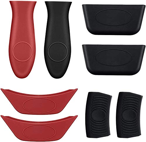 Heat Resistant Potholder Cookware Handles for Cast Iron Skillets/Metal Frying Pans, Silicone Hot Handle Holder, 3 Pack Pot Holders Cover, Non Slip Pot Holder Sleeves