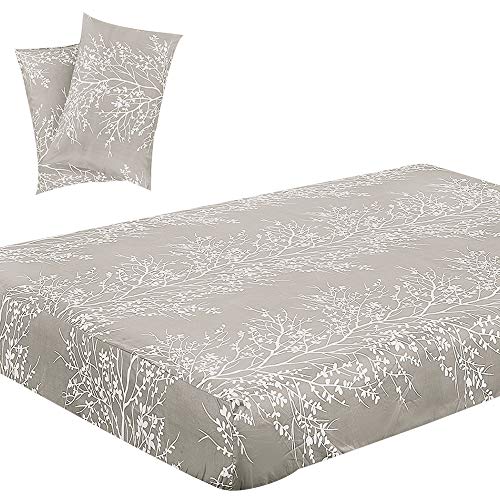 Vaulia Soft Microfiber Sheet, Red and White Color Snowflake Pattern, Queen Size 3-Piece Set (1 Fitted Sheet, 2 Pillowcases)