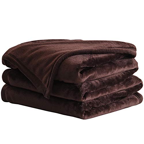 LIANLAM Queen Size Fleece Blanket Lightweight Super Soft and All Season Warm Fuzzy Plush Cozy Luxury Bed Blankets Microfiber (Coffee, 90"x90")