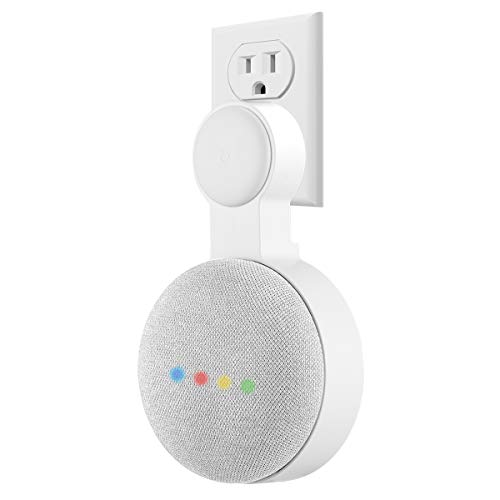 Outlet Wall Mount Holder for Google Home Mini, Invisible Outlet Socket Wall Mount for Google Home Mini Voice Assistant Speaker (White,1 Pack)