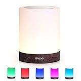 iFkoo Rechargeable Night Light with Hook, Touch Sensor Bedside Lamp for Bedroom, Living Room, Dimmable Warm White Light & Color Changing RGB Outdoor Table Lamp, Best Gifts for Baby, Kids, Adults