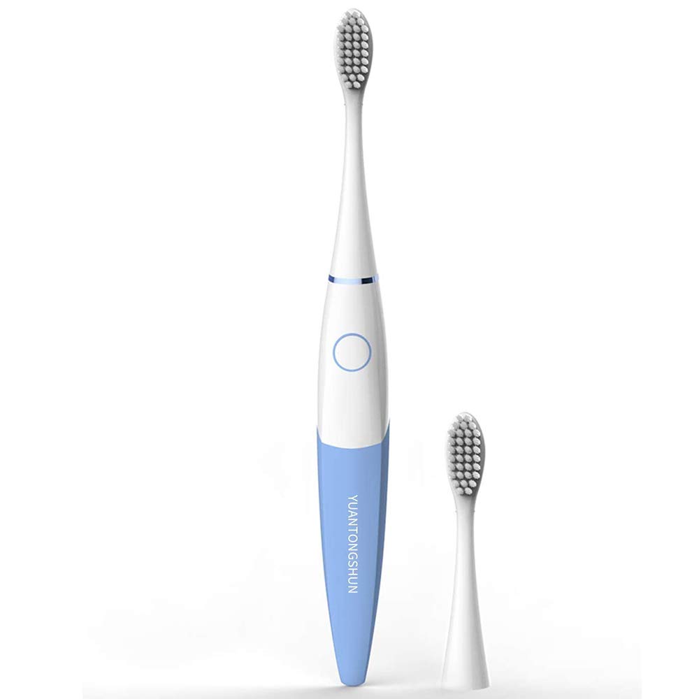 Kids Toothbrush Electric Toothbrush for Kids Sonic Battery Powered Toothbrush with Timer -1 Packing 2 Brush Head - Eletric Toothbrush Blue (Age 3-18)