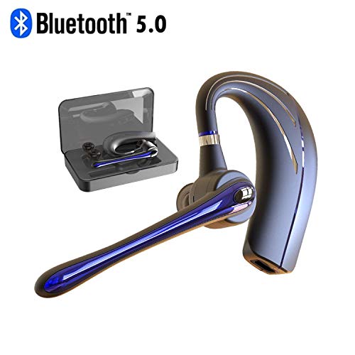 Book Cover Bluetooth Headset HONSHOOP Bluetooth 5.0 Noise Reduction Bluetooth Earpiece in Ear Wireless Headphones Mic Earphones Business/Workout/Driving Black Blue Pro