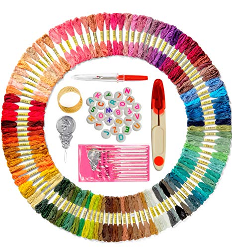 Premium Embroidery Thread for Friendship Bracelet String - 110 Colors Coded as DMC Embroidery Floss - Cross Stitch, Any Thread or String Craft - Best Bracelets Making Kit Gift for Girls with Extras