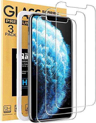 Book Cover Mkeke Compatible with iPhone 11 Pro Screen Protector, iPhone X Screen Protector, iPhone Xs Tempered Glass Screen Protector All 5.8 inch New iPhone [3-Pack]