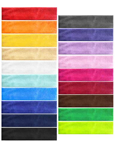 Headbands Pack of 19 PorsMing Exercise Bands Sweat Bands Hair Bands Elastic Stretch Head Wraps for Women Men Girls Yoga Workout Gym Sports Fitness Non Slip and Slide Fashion Colors
