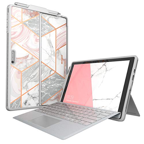 i-Blason Cosmo Series Designed for Microsoft Surface Pro 7 / Pro 6 Case, Slim Stylish Protective Bumper Case with Pencil Holder Compatible with Type Cover Keyboard (Marble)
