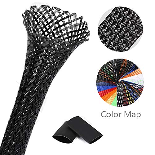 Book Cover Techflex PET Expandable Braided Sleeving Braided Wire Loom 25FT Black 0.125 Inch Wire Sleeve for Automotive HiFi Audio Speaker HDMI Wire