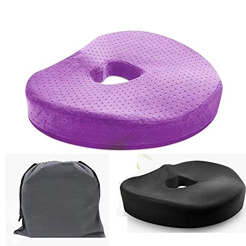MYuan Health Day Ergonomic Seat Cushion Bamboo Charcoal Memory Foam Tailbone, Lower Back, Coccyx, Sciatica Pain Relief, Especially Pregnant Woman, Heart Hollow Design Fit for Chair, Car (Purple)