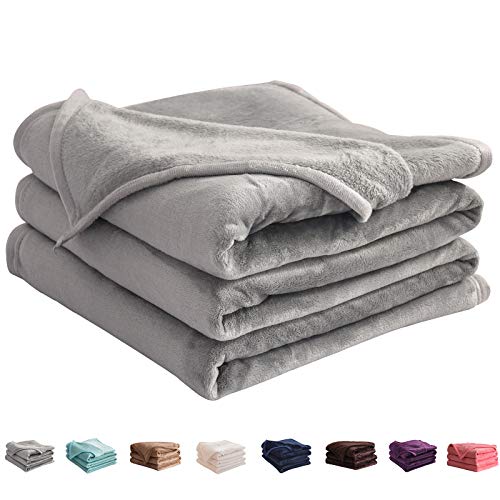 Book Cover LIANLAM King Size Fleece Blanket Lightweight Super Soft and All Season Warm Fuzzy Plush Cozy Luxury Bed Blankets Microfiber (Grey, 104