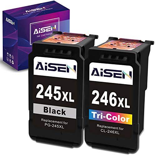 AISEN Remanufactured Ink Cartridge Replacement for Canon PG-245XL CL-246XL PG-243 CL-244 Used in MX492 MX490 TS3120 TS302 TS202 TR4520 MG2920 MG2520 MG2522 MG2922 MG2420 MG3022 (1 Black 1 Tri-Color)