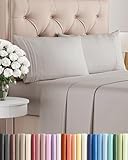Full Size Sheet Set - 4 Piece Set - Hotel Luxury Bed Sheets - Extra Soft - Deep Pockets - Easy Fit - Breathable & Cooling - Wrinkle Free - Comfy – Light Grey Bed Sheets - Fulls Sheets - 4 PC