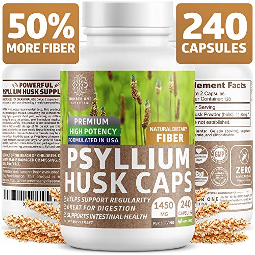 Book Cover Premium Psyllium Husk Capsules [All Natural & Potent] - Powerful Soluble Fiber Supplement Helps Support Regularity & Digestion, Reduce Constipation, Lower Cholesterol & Support Weight Loss - 240 Caps