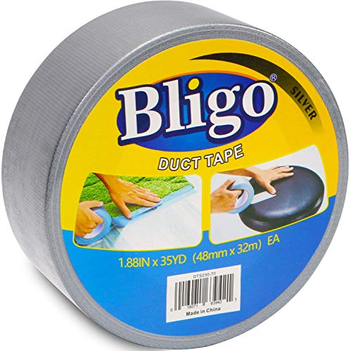 Book Cover Bligo Silver Duct Tape Heavy Duty, Multi Pack 1.88 Inches x 35 Yards with Strong Grade, No Residue, Tear by Hand Design, Single Roll