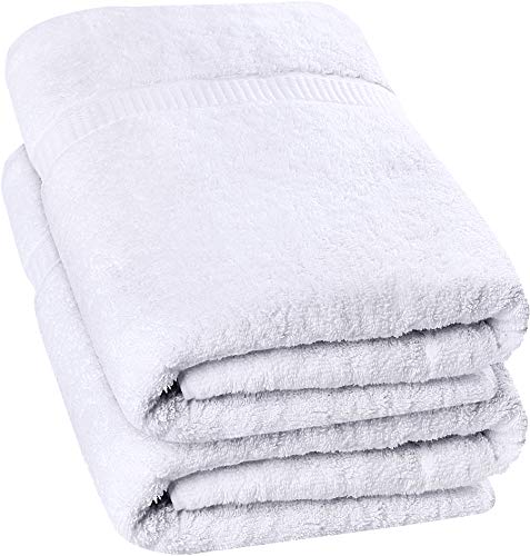 Book Cover Utopia Towels - Luxurious Jumbo Bath Sheet (35 x 70 Inches, White) - 600 GSM 100% Ring Spun Cotton Highly Absorbent and Quick Dry Extra Large Bath Sheet - Super Soft Hotel Quality Towel (2-Pack)
