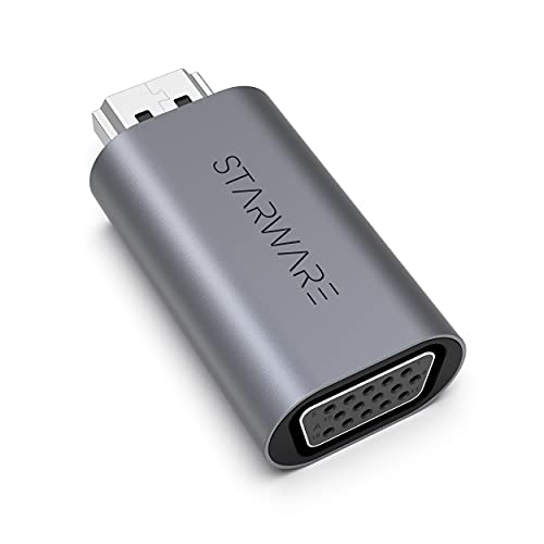 Book Cover Starware HDMI to VGA,HDMI to VGA Adapter (Male to Female) for Computer, Desktop, Laptop, PC, Monitor, Projector, HDTV, Chromebook, Intel Nuc, TV Box and More-Space Gray Aluminum