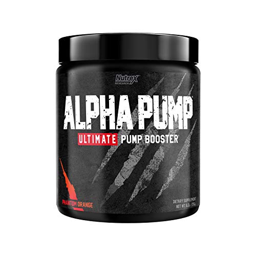 Nutrex Research Alpha Pump Stim-Free Pre-Workout Nitric Oxide Supplement | Ultimate Muscle Pumps, Growth, Performance & Nootropic | Caffeine Free NO Booster Preworkout Powder | 20 Servings Orange