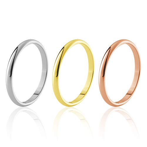 SANXIULY Womens 2mm Plain Knuckle Midi Stackable Rings,Titanium Stainless Steel Wedding Brands for Girls and Women 4 Colors Pack of 3 Size 7