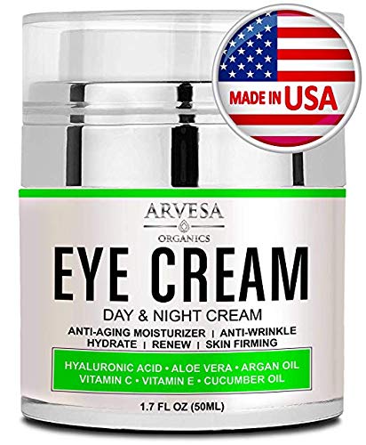 Premium Eye Cream For Dark Circles and Puffiness - with Hyaluronic Acid - Vitamin C + E - Anti Aging Complex to Reduce Eye Bags - Wrinkles - Fine Lines - Puffiness - for Women & Men - Made in USA