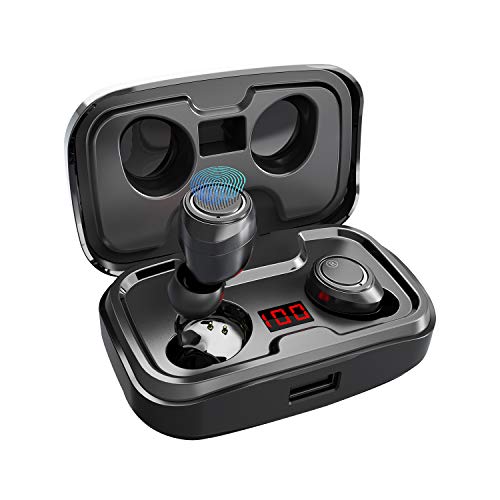 Wireless Earbuds,AIKELA TWS Bluetooth 5.0 Headphones 3500mAh with LED Display Charging Dock 140H Playtime 3D Stereo Sound Noise Canceling IPX7 Waterproof in-Ear Headset with Built-in Mic for Sports
