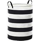 WEHUSE Kids Laundry Basket, 22 Inches Tall, Collapsible Hamper, Durable, Lightweight, Waterproof, Black Stripes