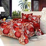 4Pcs Merry Christmas Bedding Set 3D Red Santa Claus Duvet Cover Set King Size,Kids Cartoon Bedding for New Year Decoration