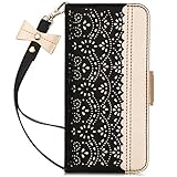WWW Galaxy Note 10+ Plus Case/Galaxy Note 10+ Plus 5G Case, [Luxurious Romantic Carved Flower] Leather Wallet Case with [Makeup Mirror] [Kickstand Feature] Galaxy Note 10+ Plus Wallet Case 2019 Black