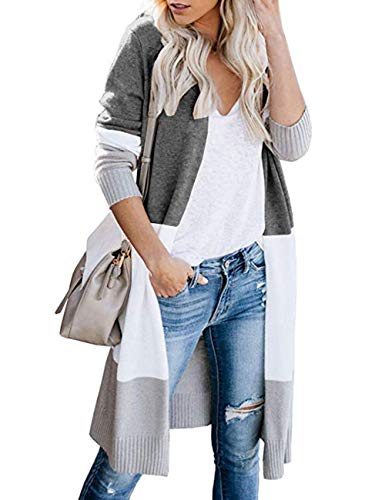 Cogild Women's Cardigan Sweaters Lightweight Loose Open Front Long Sleeve Knit Sweater - grey - Small