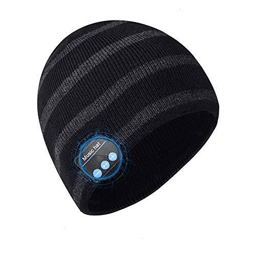 Bluetooth Beanie Hat, Best Gifts for Men/Women Upgraded Bluetooth 5.0 Unisex Knit Bluetooth Hat Built-in HiFi Stereo Speaker Music Beanie, Best Birthday Gifts Wireless Bluetooth Smart Beanie hat Grey