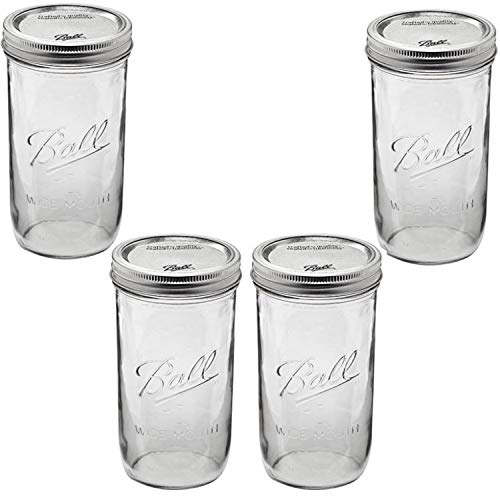 Book Cover Ball Mason Jar 24 oz Wide mouth Clear (4 pack)