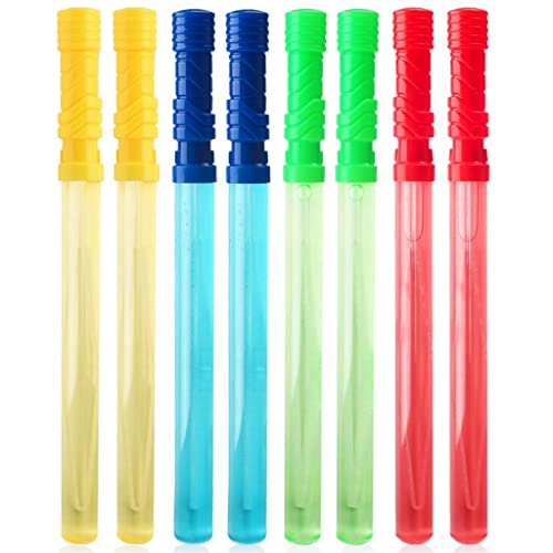TOY Life Large Bubble Wands, 8 Pack 14'' Bubble Wand Bubble Party Favors for Kids and Weddings, Big Bubble Wand Set Incl Bubble Solution and Bubble Stick, Bulk Large Bubble Wands for Kids